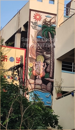 Ganesh Front Elevation Mural Design From Ramanthapur